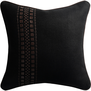 Cape Cushion with Contrast Leather Detail - Coal §