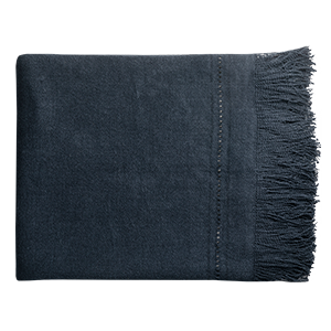 Fox Throw with Fringe and Leather Detail - Night